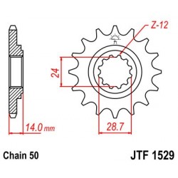 Piñon JT 1529 de acero con 17 dientes