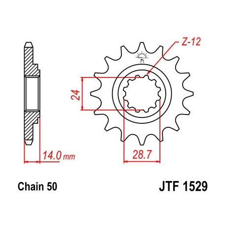 Piñon JT 1529 de acero con 17 dientes