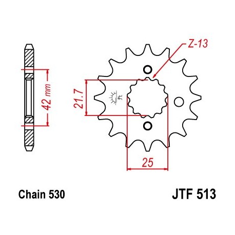 Piñón con goma JT 513 de acero con 18 dientes