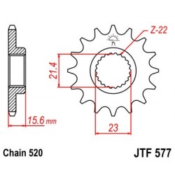 Piñón con goma JT 577 de acero con 15 dientes