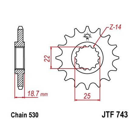 Piñón JT 743 de acero con 15 dientes