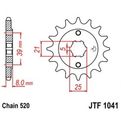 Piñon JT 1041 de acero con 14 dientes
