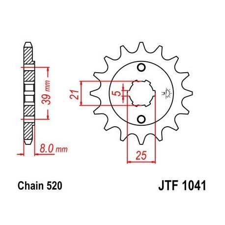 Piñon JT 1041 de acero con 14 dientes
