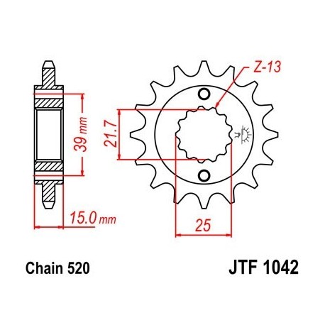 Piñon JT 1042 de acero con 14 dientes