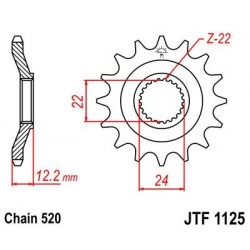 Piñon JT 1125 de acero con 16 dientes