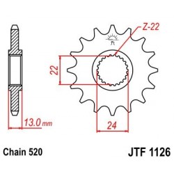 Piñon JT 1126 de acero con 16 dientes