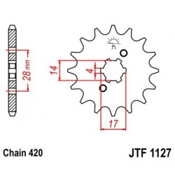 Piñon JT 1127 de acero con 12 dientes