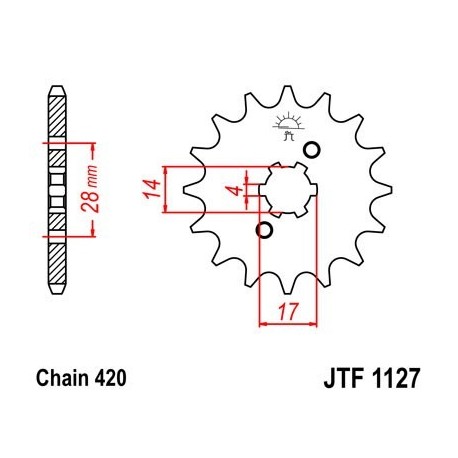 Piñon JT 1127 de acero con 12 dientes