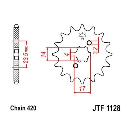 Piñon JT 1128 de acero con 11 dientes