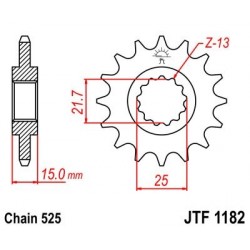 Piñon JT 1182 de acero con 14 dientes