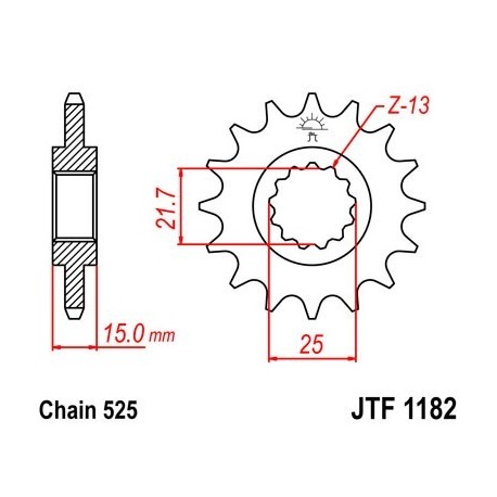 Piñon JT 1182 de acero con 14 dientes