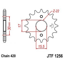 Piñon JT 1256 de acero con 15 dientes
