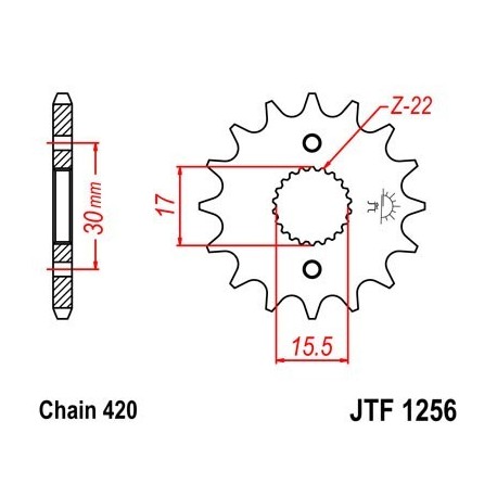 Piñon JT 1256 de acero con 15 dientes