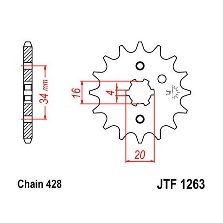 Piñon JT 1263 de acero con 13 dientes