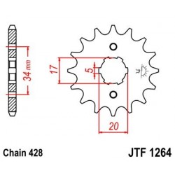 Piñon JT 1264 de acero con 17 dientes