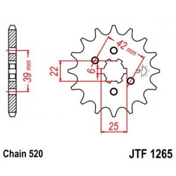 Piñon JT 1265 de acero con 14 dientes