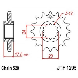 Piñon JT 1295 de acero con 15 dientes