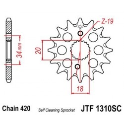 Piñon JT 1310SC  autolimpiable de acero con 15 dientes