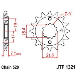 Piñon JT 1321 de acero con 13 dientes