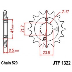 Piñon JT 1322 de acero con 15 dientes