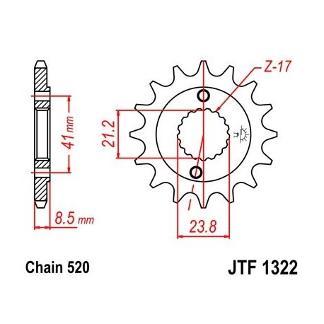 Piñon JT 1322 de acero con 15 dientes