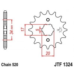 Piñon JT 1324 de acero con 12 dientes