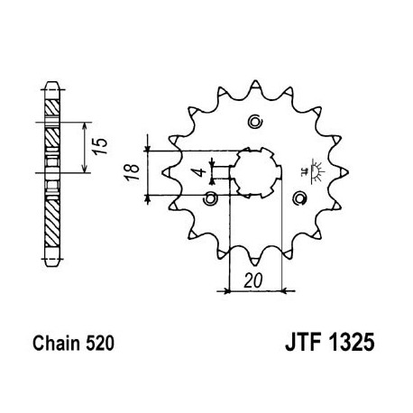 Piñon JT 1325 de acero con 11 dientes