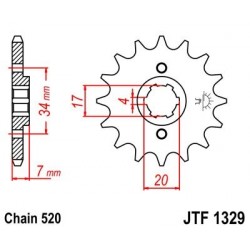 Piñon JT 1329 de acero con 12 dientes