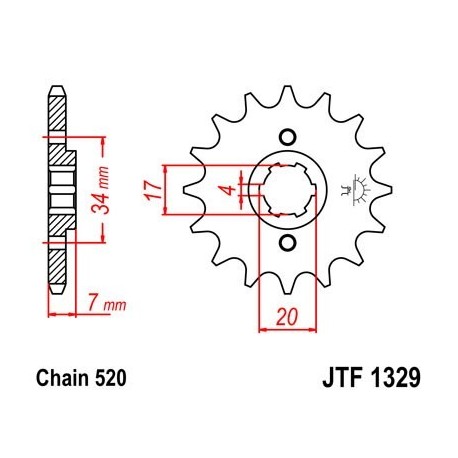 Piñon JT 1329 de acero con 12 dientes