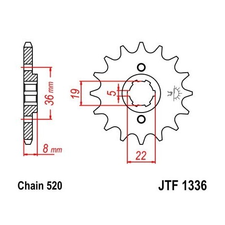 Piñon JT 1336 de acero con 13 dientes