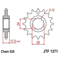 Piñon JT 1371 de acero con 15 dientes
