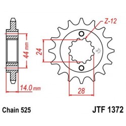 Piñon JT 1372 de acero con 17 dientes