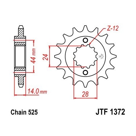 Piñon JT 1372 de acero con 17 dientes