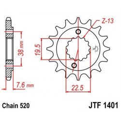 Piñon JT 1401 de acero con 15 dientes