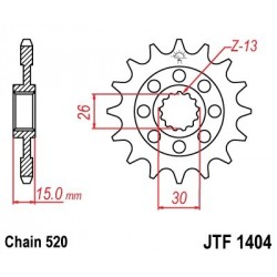 Piñon JT 1404 de acero con 17 dientes