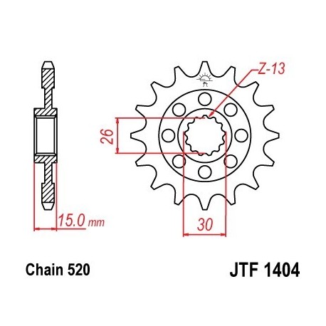 Piñon JT 1404 de acero con 17 dientes