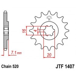 Piñon JT 1407 de acero con 10 dientes