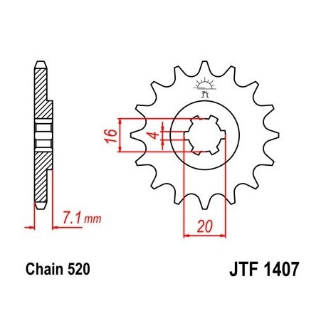Piñon JT 1407 de acero con 10 dientes