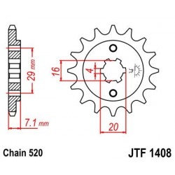 Piñon JT 1408 de acero con 15 dientes