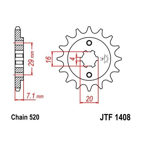 Piñon JT 1408 de acero con 15 dientes