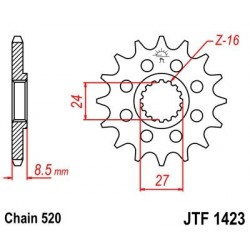 Piñon JT 1423 de acero con 17 dientes