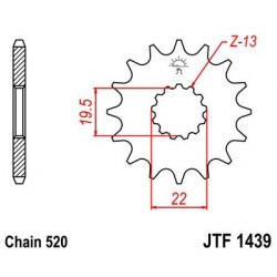 Piñon JT 1439 de acero con 12 dientes