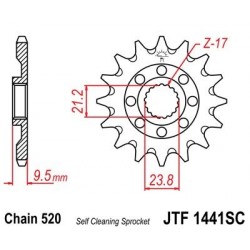 Piñon JT 1441SC  autolimpiable de acero con 14 dientes