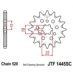 Piñon JT 1445SC  autolimpiable de acero con 13 dientes