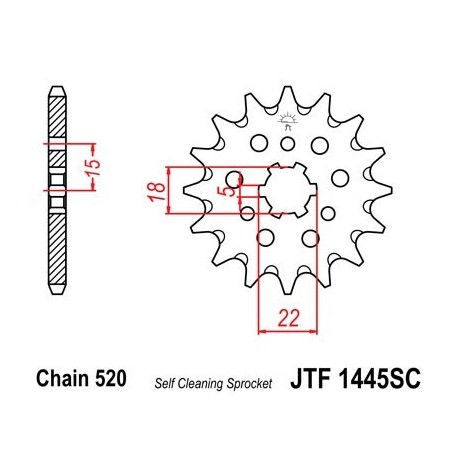 Piñon JT 1445SC  autolimpiable de acero con 13 dientes