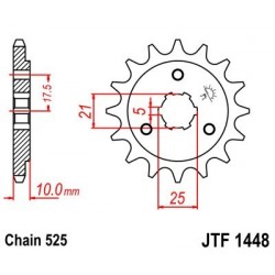 Piñon JT 1448 de acero con 15 dientes