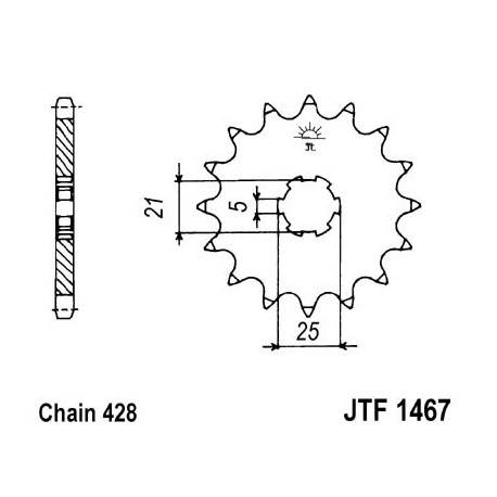 Piñon JT 1467 de acero con 13 dientes