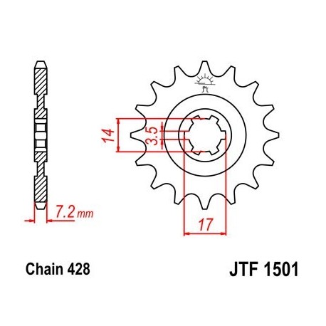Piñon JT 1501 de acero con 13 dientes