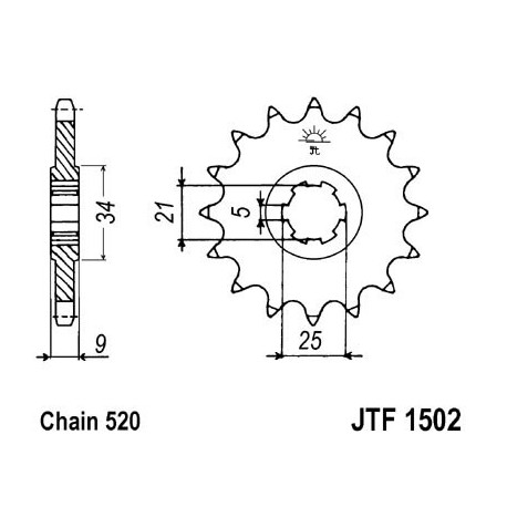 Piñon JT 1502 de acero con 13 dientes