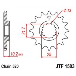 Piñon JT 1503 de acero con 12 dientes